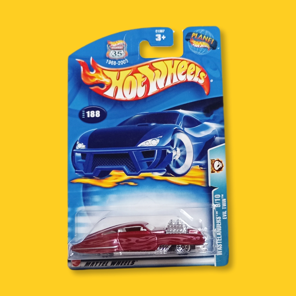 🐸 Hot Wheels 2003 #188 Wastelanders 9/10 Evil Twin Maroon W' Chrome Lace spokes